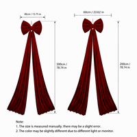 Grand nœud de Noël en velours rouge réutilisable, nœud rouge surdimensionné et doux pour couronne extérieure, porche et décoration de maison pour les fêtes