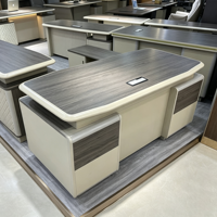 Scrivania Direzionale Moderna di Lusso in Legno con Mobile Contenitore per Ufficio
