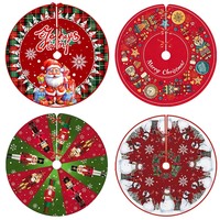 Tapis de base d'arbre de Noël rond personnalisé, motif dessin animé rouge vintage, aquarelle, Père Noël, Casse-Noisette, Homme en pain d'épices, décoration de Noël