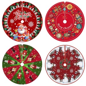 Tappetino Rotondo Personalizzato per Albero di Natale, Design Vintage Rosso con Babbo Natale, <span class=keywords><strong>Schiaccianoci</strong></span> e Omino di Pan di Zenzero, Decorazione Natalizia - Product Image 2