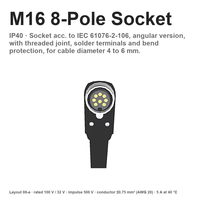 Konektor Sirkular M16 8 Pin WKV 81(100V) Soket Betina Terminal Solder IP40 Stok Siap Pabrik Cina Konektor Penerbangan Bulat