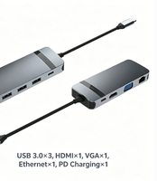 Base de Conexión USB-C 8 en 1 de Metal con VGA 1080P, 100W PD, Gigabit Ethernet y Puertos USB 3.0 para Laptop - En Stock
