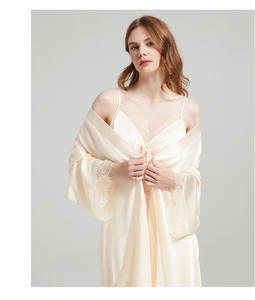 19 Mumi Silk Camisole Robe Conjunto de dos piezas Encaje Sexy 100% Mulberry Silk Pijama Set - Product Image 6