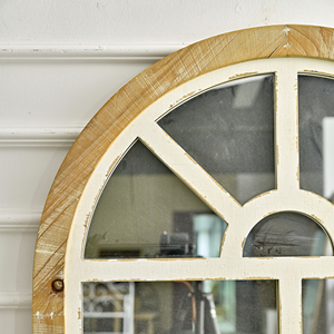 ART NEST Home Rustic Art Deco Arch Framed Wooden Wall Hanging <b>Mirror</b> for Living Room Decoration - Product Image 5
