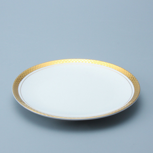 Assiette <span class=keywords><strong>de</strong></span> présentation ronde en céramique décorative pour <span class=keywords><strong>table</strong></span> <span class=keywords><strong>de</strong></span> réception <span class=keywords><strong>de</strong></span> mariage royal, bord doré <span class=keywords><strong>de</strong></span> luxe, vaisselle en <span class=keywords><strong>porcelaine</strong></span> <span class=keywords><strong>blanche</strong></span> - Product Image 6