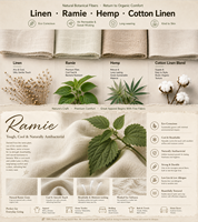 Robes et Vêtements d'extérieur en Tissu 55% Ramie 45% Lyocell, Légers, Respirants, Écologiques, Style Chinois, Printemps-Été, 142 GSM