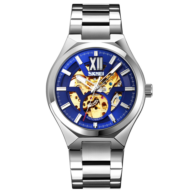 SKMEI 9258 Men's Automatic Watch Japan Movement Waterproof Stainless Steel Back Luxury Mechanical Watch Business Casual Design