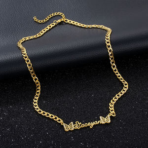 <span class=keywords><strong>Collana</strong></span> <span class=keywords><strong>con</strong></span> nome personalizzato <span class=keywords><strong>con</strong></span> corona personalizzata <span class=keywords><strong>da</strong></span> donna <span class=keywords><strong>con</strong></span> <span class=keywords><strong>targhetta</strong></span> gioielli 18K oro acciaio inossidabile lettere iniziali collane cubane - Product Image 3