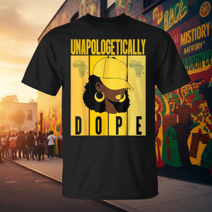 T-shirt Afro-américain « Unapologetically Dope » pour le Mois de l'Histoire des Noirs – Vêtement promotionnel à message audacieux - Product Image 3
