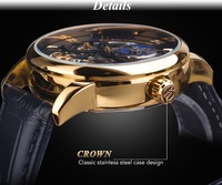 Montre Mécanique Forsining pour Homme à Cadran Squelette, Double Fuseau Horaire, Bracelet en Cuir Doré, Phase de Lune, Tourbillon, Étanche, Automatique