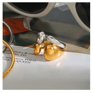 Chunky Punk Anneaux 18K PVD Plaqué Or En Acier Inoxydable Non-Ternir Étanche Anneau Irrégulier Bijoux pour Femmes - Product Image 4