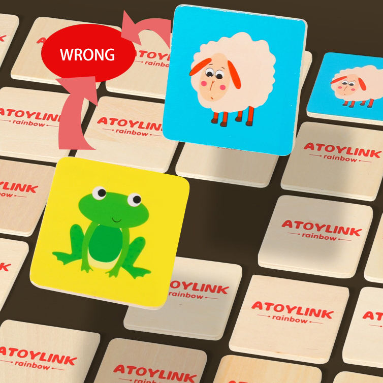 30pcs Cute Animal Wooden Memory Card Matching Game