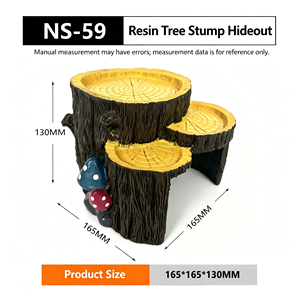 NOMOYPET Nouveau Design Résine Souche d'Arbre Artificielle Reptile Cacher Cave Abri avec Plat D'alimentation - Product Image 6