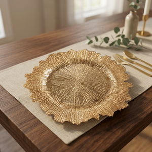 Assiette décorative en or irrégulière, faite à la main, en métal poli, style glamour, pour mariage - Product Image 6