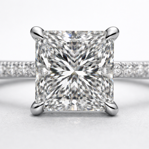 Minimal design platinum diamond ring for women classic engagement wedding ring stylish jewelry gift for her - Product Image 2