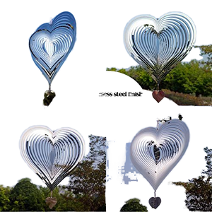 Ahuyentador de Aves de Acero Inoxidable, Dispositivo Giratorio para el Viento con Diseño de Corazón Metálico, Ahuyentador de Aves Brillante para el Jardín - Product Image 3