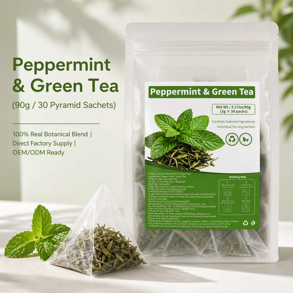 Data Information Pyramid Peppermint Green Tea Pyramid Bags Flavored Herbal Infusion 3g x 30 ...