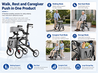 Déambulateur pour personnes âgées SimplyWalk avec double suspension à ressorts et grandes roues pour les vendeurs de commerce électronique, service ODM mondial