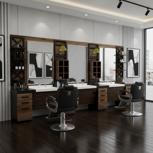 Modern Foldable Commercial MDF Barber <b>Station</b> High Quality Wood Salon Furniture for Apartment Hotels Gyms Workshops Mall - Product Image 3