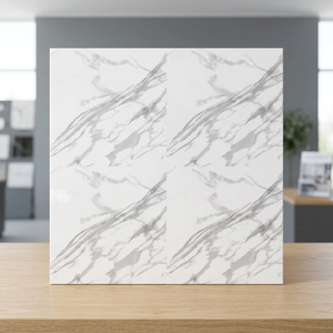Carreaux de sol en céramique effet marbre gris de luxe 40x40cm, texture pierre, finition mate, porcelaine, design intérieur pour salon - Product Image 4