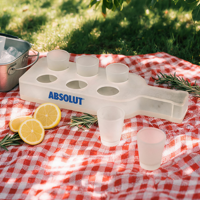 Support à verres à shot et porte-bouteilles en acrylique portable personnalisé à 6 compartiments pour présentation et rangement en bar