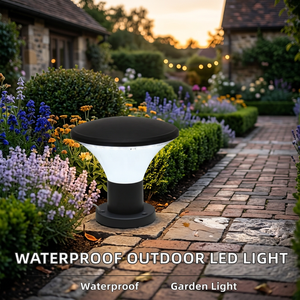 Lampes à pilier LED en aluminium étanches IP65 pour extérieur, base E27, éclairage de jardin, pelouse, patio, allée, cour, clôture, portail - Product Image 2