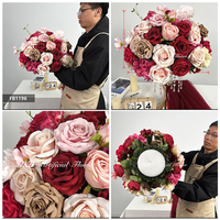 Boule de fleurs artificielles DKB Leading Orange Rose pour décoration de table de mariage, centre de table de mariage, boule de fleurs de mariage
