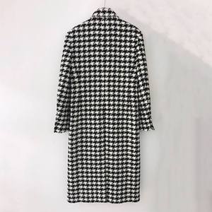 Qualité 2025 hiver S-2XL pardessus femmes blanc et noir long pied de poule manteau veste - Product Image 6