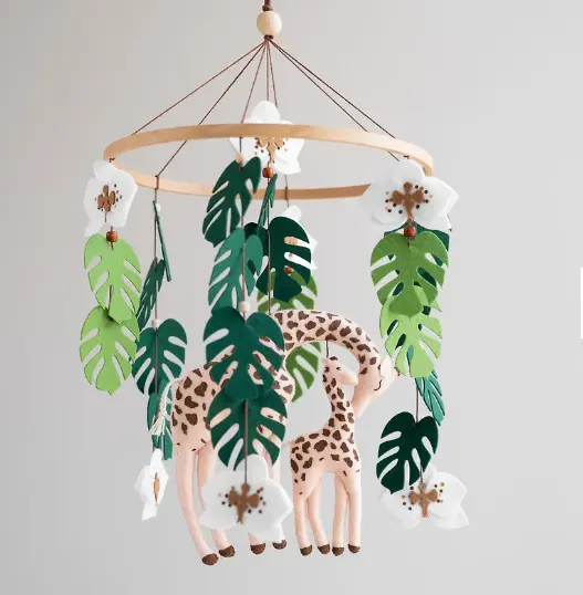 Berço de girafa móvel, decoração de berçário da selva, animais africanos, safari, bebê móvel