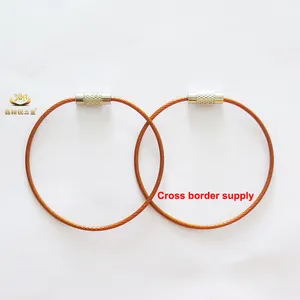 Xinhanrui 1.5mm Orange Stainless Steel Wire Rope Keychain Loops