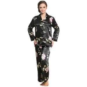 20236 Custom Lady Satin <strong>Pyjamas</strong> Women's Long-Sleeve Summer Loungewear Sets Simple Style <strong>Thermal</strong> Satin Pajamas for Spring Season - Product Image 4