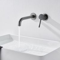 59 Brass Concealed Wall Mounted Pre Embedded Box Antibacterial Single Lever Hotel Basin Mixer Faucet