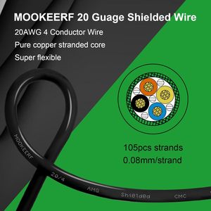 สายทองแดงบริสุทธิ์แบบมีฉนวน 20/4 ขนาด 20AWG 2/4 แกน ความยาว 100 เมตร สำหรับเครื่อง CNC Router, VFD, Spindle, เครื่องพิมพ์ 3 มิติ และมอเตอร์สเต็ปเปอร์ - Product Image 5
