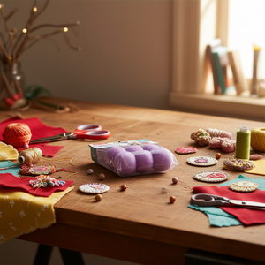 Pallina di ponpon Ilan da 3,5 cm viola per decorazioni artigianali e progetti fai da te - Product Image 3