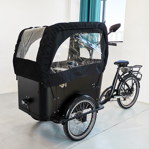 Nouveau vélo cargo électrique à trois <span class=keywords><strong>roues</strong></span> Bakfiets, modèle classique personnalisé, le plus vendu, pour la ville, type hollandais, avec remorque familiale - Product Image 1