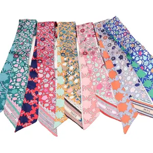 Venta al por mayor de las mujeres de mango largo flaco bufanda diadema estrecha sensación de seda lazo del <span class=keywords><strong>pelo</strong></span> y bolso cintas para las mujeres - Product Image 1