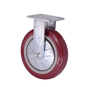 Koreanisches Dunkelrotes 230kg TPU Vollgummi Schwerlast-Lenkrolle 2x5 Zoll Schwenk- & Festrollen für Anhänger - Product Image 6