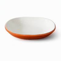 Assiette ovale en mélamine blanche à l'intérieur et orange à l'extérieur P0508 16,7x13,5cm pour hôtel, restaurant, restauration, réutilisable, vente en gros, personnalisable