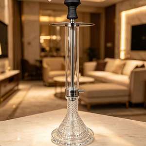 Clear Glass <b>Hookah</b> Stainless Steel Tube Black Silicone Base Stand Portable Water <b>Pipe</b> for Lounge Home Use - Product Image 6