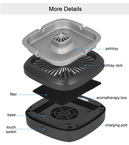 Cendrier électrique multifonctionnel en acier inoxydable Homefish, purificateur d'air, filtre HEPA, batterie longue durée, cendrier purificateur d'air - Product Image 3
