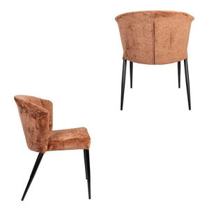 Cadeira de Jantar Moderna Estofada em Veludo Nórdico com Pernas de Metal Preto à Venda por Atacado - Product Image 3