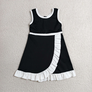 Vestido de Yoga para Niñas, Estilo Boutique, Sin Mangas, con Puntos Rojos, Vestido Deportivo con Volantes - Product Image 4