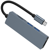Base de Conexión USB C 5 en 1, Multipuerto, Video HDTV + USB 3.0 + USB 2.0 + Lector de Tarjetas SD y TF, Adaptador Tipo C Portátil de Aluminio