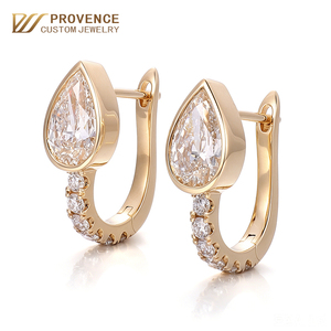 2.1carat Pear Cut lab grown diamond <b>earrings</b> jewelry women custom AU750 <b>gold</b> <b>earring</b> <b>Set</b> Hand inlay bezel setting <b>earring</b> - Product Image 1