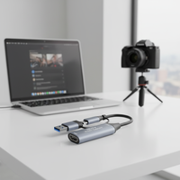 Tarjeta Capturadora de Video USB 2.0 USB 3.0 4K 30Hz HDTV con Salida Tipo C Gris para MacBook PC Juegos Grabación de DVD Cámara Audio Video