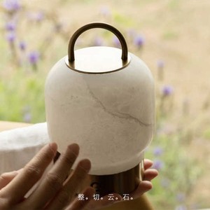 Natural Marble <b>Lamp</b> Portable Touch Control Stepless Dimming <b>Wireless</b> Bedside Ambient Light Led Table <b>Lamp</b> - Product Image 1