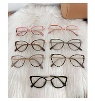 Monture de Lunettes Œil de Chat Tendance à Vendre Chaudes Léopard Rose Bloquant la Lumière Bleue Photochromique Bicolore pour Myopie