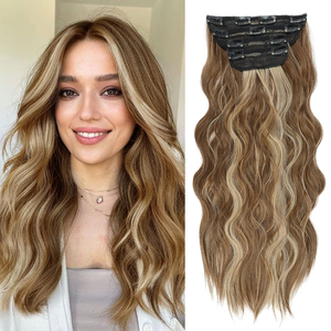 Extensions <span class=keywords><strong>de</strong></span> <span class=keywords><strong>cheveux</strong></span> naturels à clipser en une seule pièce, sans salon nécessaire, extensions <span class=keywords><strong>de</strong></span> <span class=keywords><strong>cheveux</strong></span> pour la moitié <span class=keywords><strong>de</strong></span> la tête, faciles à poser soi-même pour usage domestique - Product Image 4