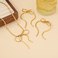 Haute qualité 2024 chaud serpent chaîne arc gland boucles d'oreilles nœud collier élégant Bracelet ensemble de bijoux en acier inoxydable Pvd collier en or