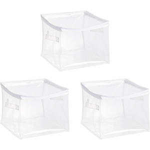 Juego de Bolsas de Almacenamiento Rectangulares Transparentes de PVC, 3 Organizadores de Malla Plegables, Almacenamiento de Ropa, Artículos Diversos para el Dormitorio, Diseño Transparente con Cierre - Product Image 1